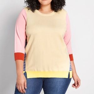 Retro Striped Colorblock Sweater